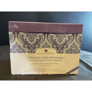 Designer Greetings Greeting Card Organizer Box with Dividers and Calendar